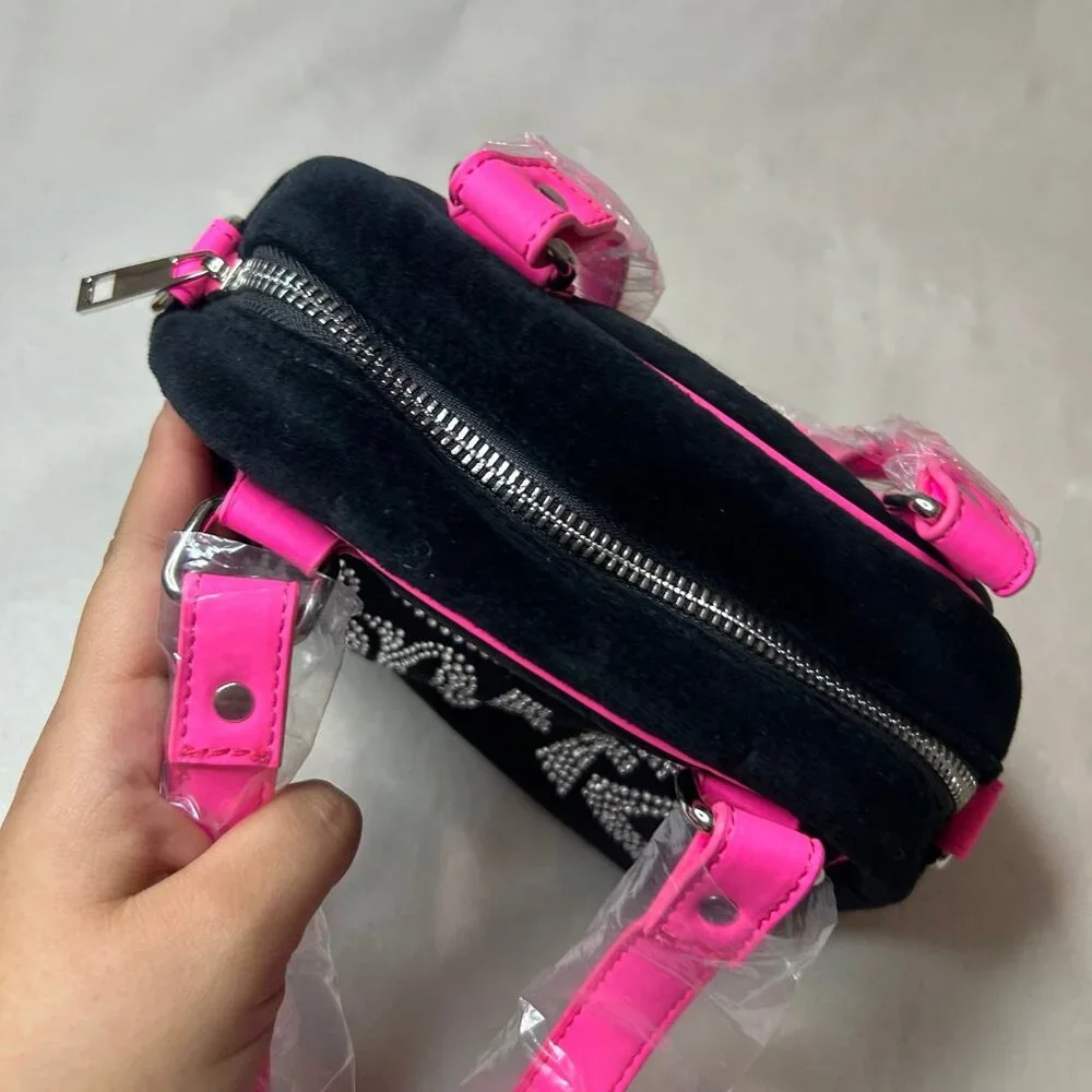 black & neon pink hot bimbo y2k bratz x dollskill purse new never used, but flaw - Picture 7 of 12